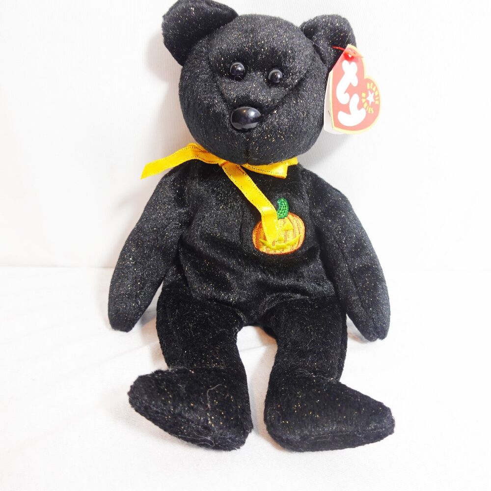 TY - Beanie Baby ( Haunt) The Halloween Black Bear Pumpkin Black Bear